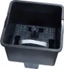 A black plastic storage bin with internal compartments and a strap. Náhled obrázku produktu
