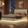 ProximaX Polsterbett 140x190 cm aus Samt in Beige mit LED & Produktbild-Vorschau 1