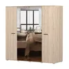 A wardrobe with mirrored doors reflecting a bedroom interior. Produktbild-Vorschau