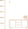 A scale ruler is shown next to a sideboard with a plant on top. Podgląd zdjęcia produktu
