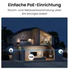 Illustration of a house with security cameras connected via PoE cables. Produktbild-Vorschau
