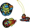 A collage of three space-themed patches or charms. Produktbild-Vorschau