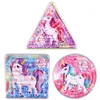 Three unicorn-themed maze games in different shapes: triangle, square, and circle. Produktbild-Vorschau