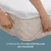 Hands are shown adjusting a mattress protector on a mattress. Produktbild-Vorschau