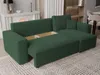 A green sectional sofa with its storage compartment open, shown in a living room setting. Produktbild-Vorschau