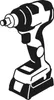 A black and white illustration of a cordless impact driver. Voir les images du produit