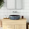 vidaXL Aufsatzwaschbecken Schwarz und Blau Rund Ø41x14 cm Produktbild-Vorschau 2
