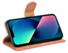 A red flip case for an iPhone 13 Pro Max is shown open, displaying the phone's screen with a colorful wallpaper. Podgląd zdjęcia produktu