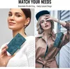 Collage showing a woman holding a blue wallet and another woman wearing a trench coat and holding a blue wallet with a lanyard. Anteprima dell’immagine prodotto