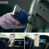 Collage showing a phone mount being attached to a pipe, and then mounted in a car's air vent and CD slot. Produktbild-Vorschau