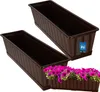 Two brown rectangular planters are shown against a white background. One planter is in the foreground, and the other is slightly behind and to the right. A small bunch of pink petunias is visible in the foreground planter. Anteprima dell’immagine prodotto