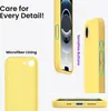 Collage of images showing a yellow phone case with close-ups of its features. Produktbild-Vorschau