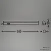 A technical drawing showing the dimensions of an LED under-cabinet light. Náhľad obrázku produktu