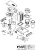 An exploded diagram of a coffee maker, showing all its individual parts and their assembly. Produktbild-Vorschau
