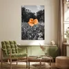 MuchoWow® Poster Blumen - Schwarz - Weiß - Orange 80x120 cm Produktbild-Vorschau 3