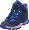 A single blue and navy hiking boot with green accents. Produktbild-Vorschau