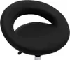 A close-up view of a black artificial leather stool seat with a circular opening. Náhled obrázku produktu