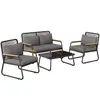 A set of outdoor furniture including two chairs, a loveseat, and a coffee table, arranged on a white background. Anteprima dell’immagine prodotto