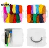A collage of images showing a felt crafting kit with various colors of wool roving and tools. Produktbild-Vorschau