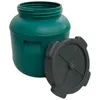 A green plastic barrel with its black lid placed next to it, on a white background. Produktbild-Vorschau