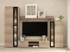 A modern media wall unit with a TV, shelves, and cabinets, in a neutral room setting. Náhľad obrázku produktu