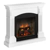 A white electric fireplace with a brick interior and glowing logs. Produktbild-Vorschau