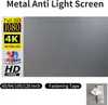A metal anti-light screen for a projector, with various resolution and feature badges. Náhled obrázku produktu