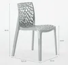 A gray plastic chair with dimensions indicated by lines and text. Produktbild-Vorschau