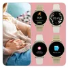 A collage showing a woman's hand on her stomach and four smartwatch displays. Podgląd zdjęcia produktu