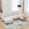 Wohnlandschaft Beige U Form Sofa Grosses 4 Sitzer Couch mit Produktbild-Vorschau 9
