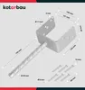 A diagram of a U-shaped post anchor with dimensions and screws. Podgląd zdjęcia produktu