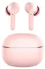 A pair of pink wireless earbuds and their charging case are displayed against a white background. Produktbild-Vorschau
