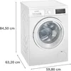 Siemens iQ500, Waschmaschine, unterbaufähig - Frontlader, 9 kg, 1400 U/min. WU14UT22 Schrägansicht geschlossen Maße Podgląd zdjęcia produktu