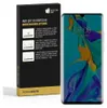 A product box for an anti-spy screen protector is shown next to a smartphone displaying a colorful abstract image. Produktbild-Vorschau