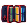 An open pencil case with colored pencils and markers inside. Anteprima dell’immagine prodotto