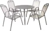 A round metal table with four metal chairs. Produktbild-Vorschau