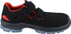 A side view of a black safety shoe with red accents and gray sole. Produktbild-Vorschau