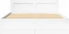 A white bed frame with a slatted base, shown from the front. Produktbild-Vorschau