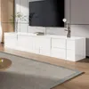 A modern living room with a white TV lowboard and a large TV mounted on the wall. Anteprima dell’immagine prodotto