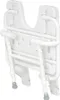 A folded white shower stool with a hygiene cutout. Produktbild-Vorschau