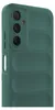 A close-up side view of a green phone case with a textured back. Produktbild-Vorschau
