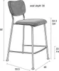 Zuiver Benson Barhocker mit Rückenlehne 64,5 cm Grau/ Blau Produktbild-Vorschau 7