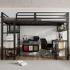 A loft bed with a desk and shelving unit underneath, set up in a room. Náhľad obrázku produktu