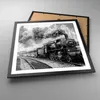 Gerahmtes Poster - Schwarzer Rahmen - Zug Schwarzweiß Rauch Produktbild-Vorschau 3
