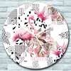 Wanduhr aus Glas Rund fi 30 Abstrakter Flamingo Quarz Deko Produktbild-Vorschau 1