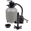 A sand filter system for a pool, including the filter tank, pump, and various attachments, displayed on a white background. Produktbild-Vorschau