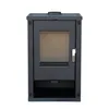 A black wood-burning stove is shown against a white background. Produktbild-Vorschau