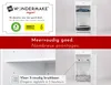 A collage of images showing a tall, narrow white storage cabinet with its door open, displaying shelves with items. The top left features branding and donation information. A red banner with text divides the collage. Náhled obrázku produktu