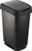 A black trash can with a swing lid. Produktbild-Vorschau