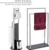 A product image showing a toilet paper holder with extra rolls and a toilet brush holder, and a towel rack with a towel. Produktbild-Vorschau